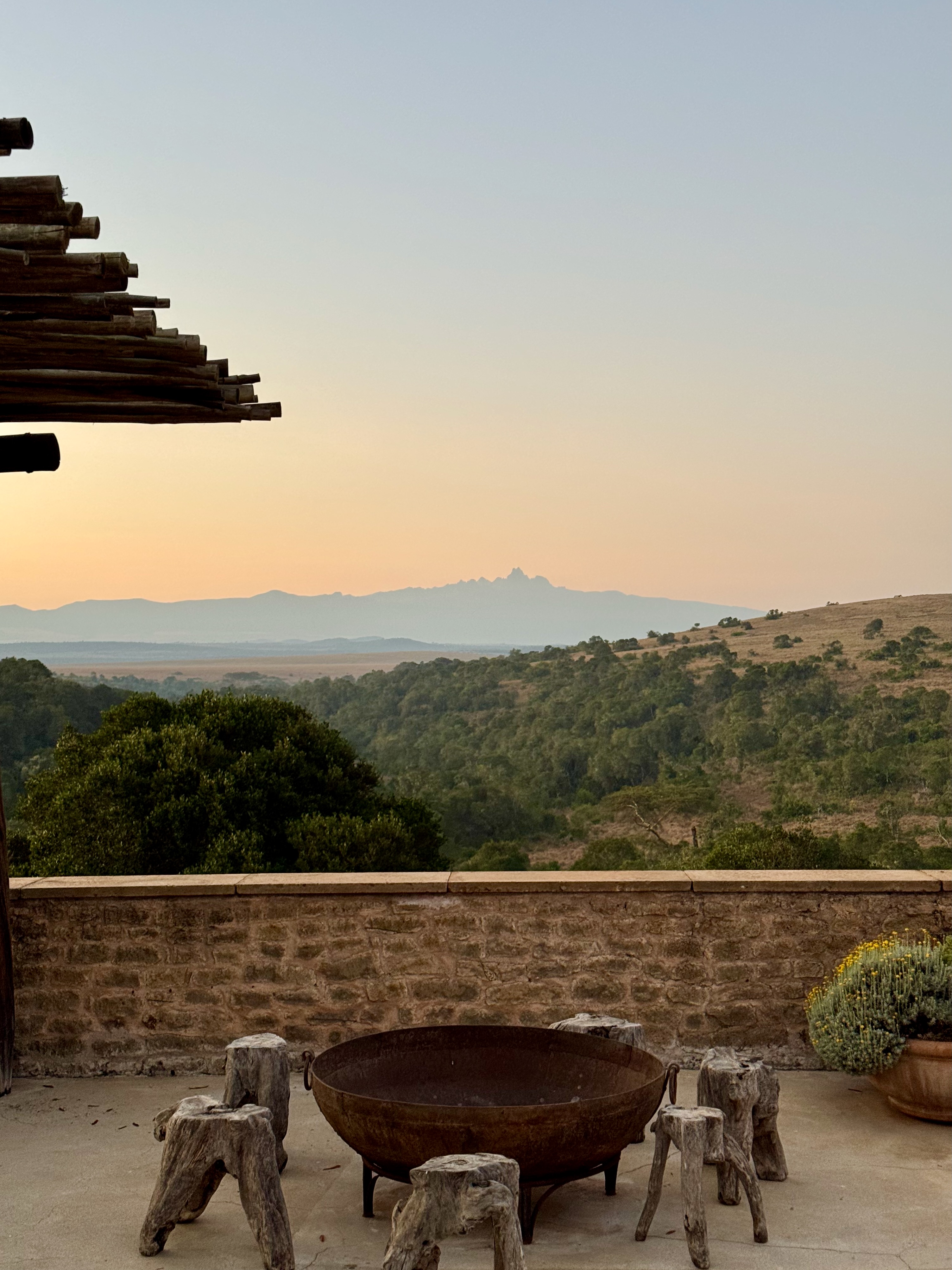 campfire sunrise over mt kenya